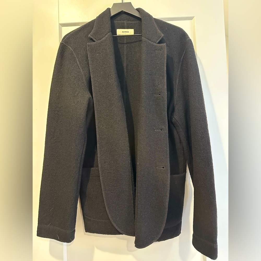 Buck Mason 100% Merino Wool Black Wool Blazer